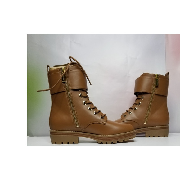 Michael Michael Kors Women's Rory Leather Combat Boot Size 6.5 Luggage NWT - Picture 2 of 8